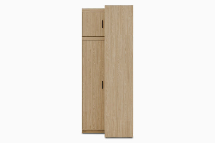 sviesiai ruda kampine spinta luma wood ii su antresole