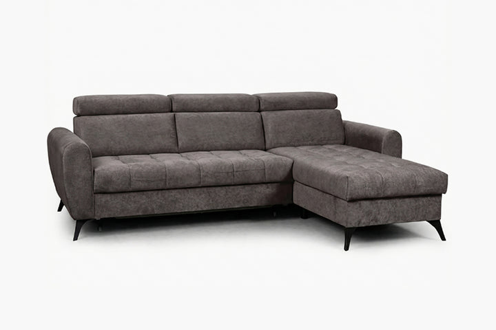pilkos spalvos minkstas kampas su miegama vieta ir patalynes deze diante
