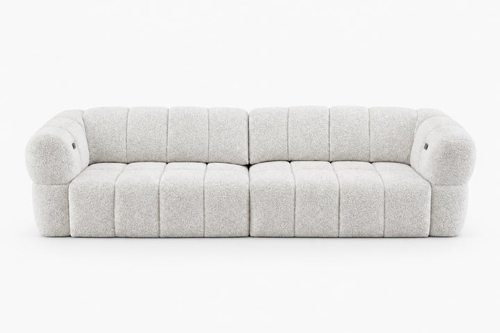 baltas sviesiai pilkos spalvos sofa kampas su elektriniu valdymu polar