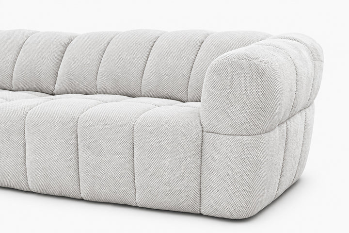 baltas sviesiai pilkos spalvos sofa kampas su elektriniu valdymu polar