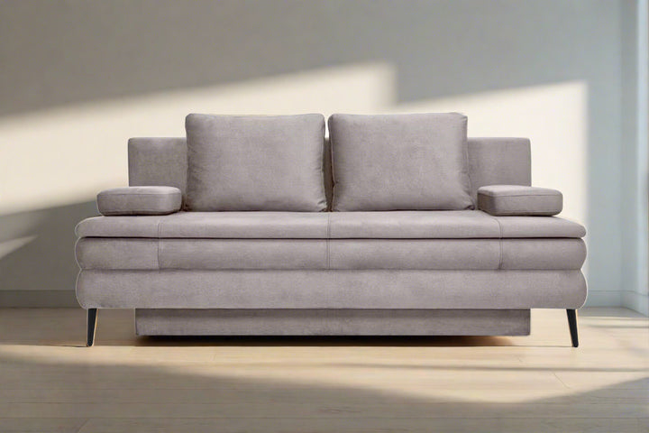 sofa lova barca sviesiai ruda interjere