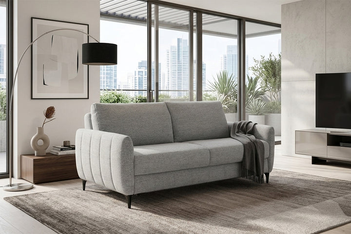 pilkos spalvos isskleidziama sofa lova bermuda
