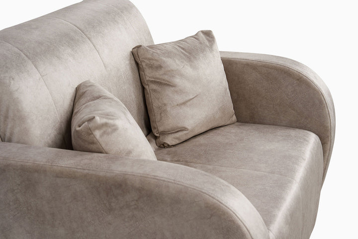 svieisia ruda sofa lova mikela su pagalvelemis