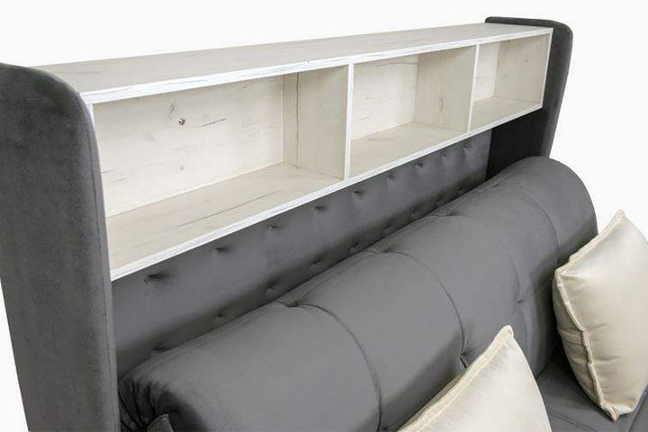 sofa lova piana lentynos
