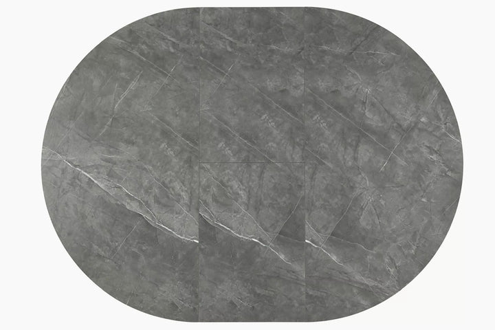 tamsiai pilkas marmurinis prapleciamas valgomojo stalas dito marble