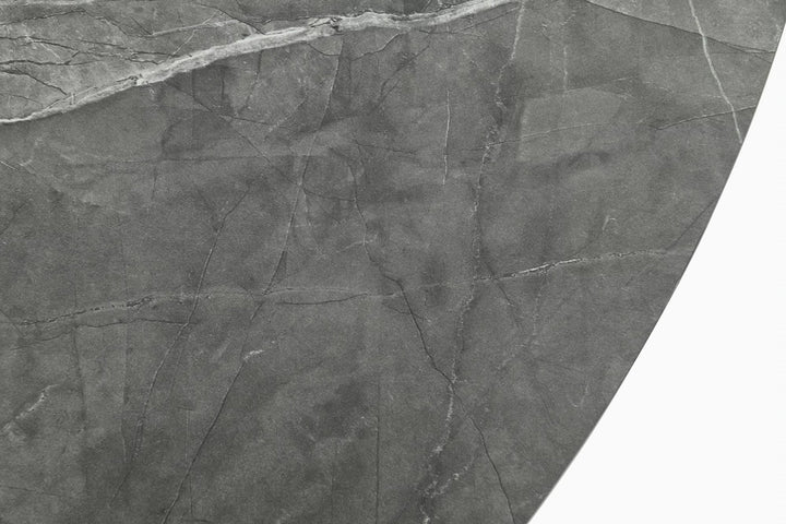 tamsiai pilkas marmurinis prapleciamas valgomojo stalas dito marble