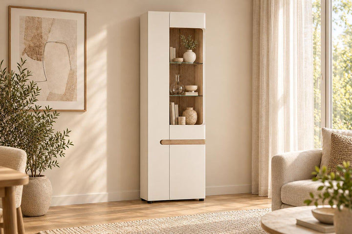 vitrina su stiklu sekcija cream kairine 