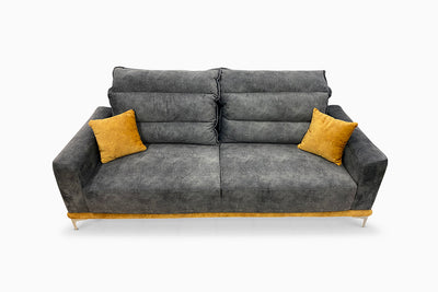 sofa lova Caprioli pilka su geltonom pagalvem